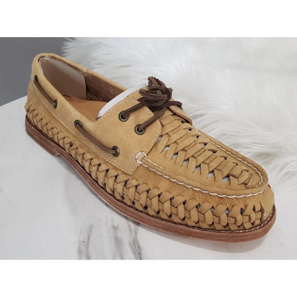 NEW NO BOX Sperry Gold‎ Cup Woven Tan Brown Bronze 2 Eye Boat Shoes SIZE 12